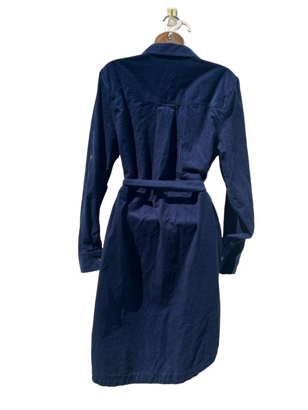 Lands’ End Corduroy Shirt Dress Classic Navy Button-Front with Pockets | Sz Med - Picture 2 of 8